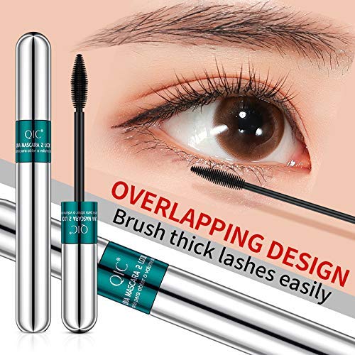 Tailpa 4D Silk Fiber Lash Mascara,2 in 1 Thrive Mascara For Natural Lengthening And Thickening Effect,no clumping Superstrong Waterproof Mascara for Long-Lasting,Beauty Charming Eye Make up. Black