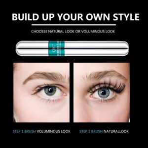 Tailpa 4D Silk Fiber Lash Mascara,2 in 1 Thrive Mascara For Natural Lengthening And Thickening Effect,no clumping Superstrong Waterproof Mascara for Long-Lasting,Beauty Charming Eye Make up. Black