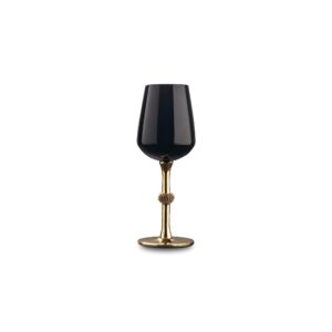 vikko décor black and gold wine glasses | 11 ounce cup – striking black and gold design with diamante accents – dishwasher safe – set of six stunning wine glasses – 8.4” x 2.3”