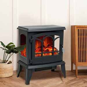 c-hopetree 20 inch tall portable electric wood stove fireplace with flame effect, freestanding indoor space heater