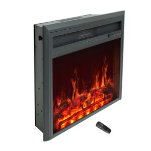 c-hopetree 32 inch wide electric fireplace insert, portable freestanding heater with remote and thermostat