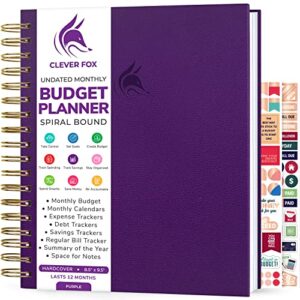 clever fox budget planner – coiled budget book with colorful pages, monthly financial planner, budgeting organizer & expense tracker notebook, finance journal, 8.5x9.5″ hardcover – purple
