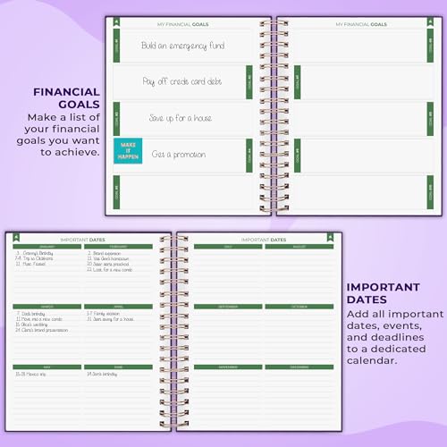 Clever Fox Budget Planner – Coiled Budget Book with Colorful Pages, Monthly Financial Planner, Budgeting Organizer & Expense Tracker Notebook, Finance Journal, 8.5x9.5″ Hardcover – Purple