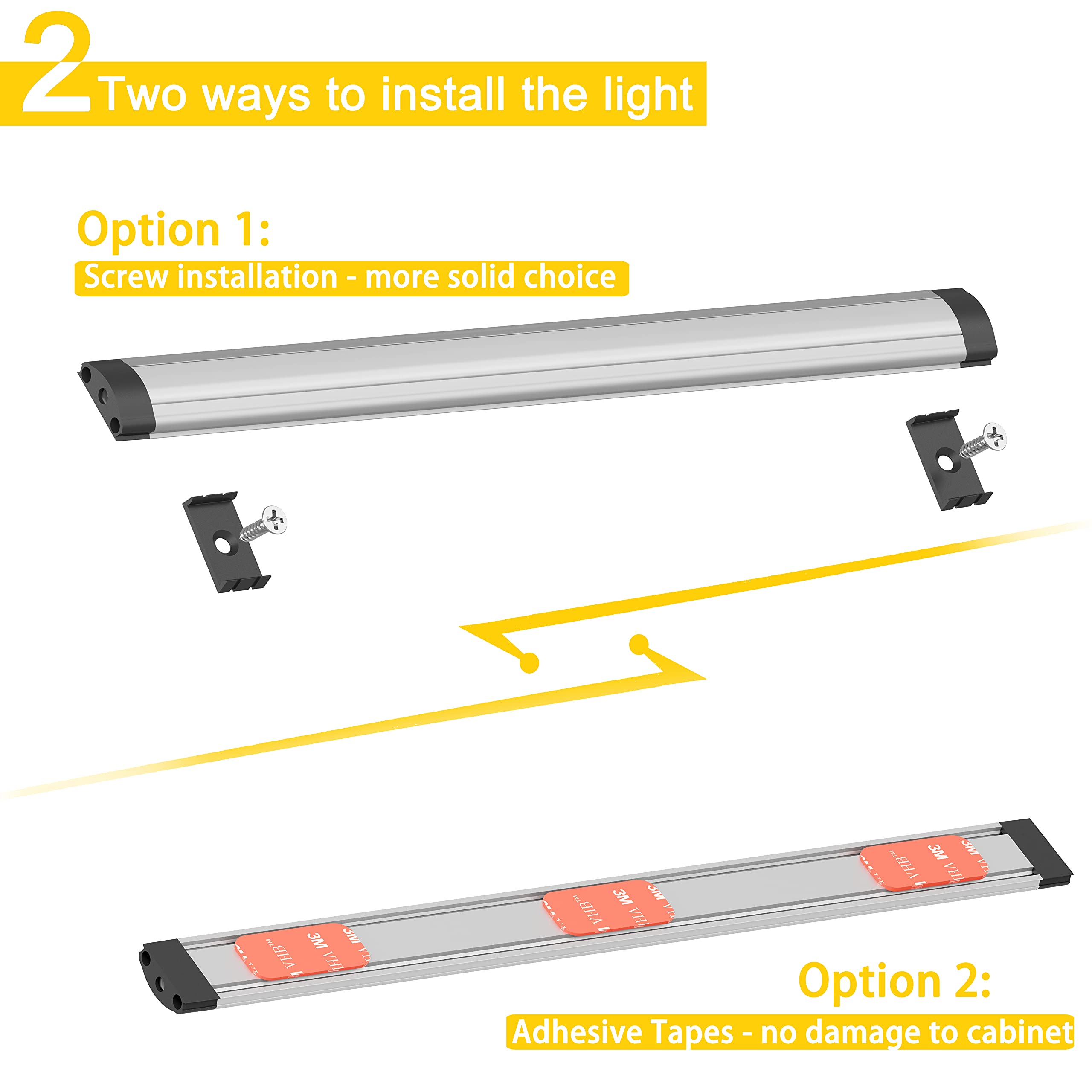 GETINLIGHT 12-inch Plug-in LED Under Counter Lights for Kitchen, Soft White 3000K, Pack of 6, IN-0110-26-SN