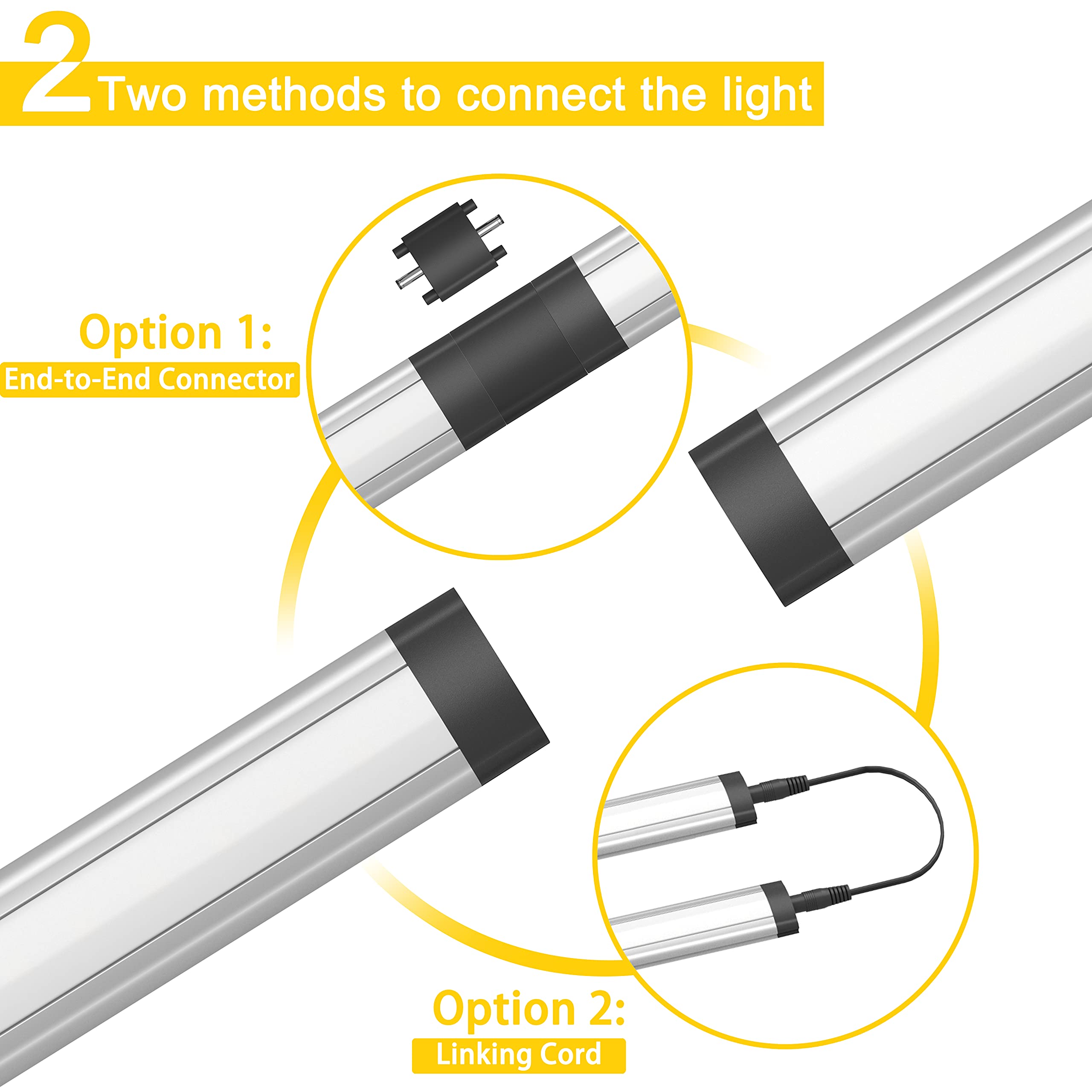 GETINLIGHT 12-inch Plug-in LED Under Counter Lights for Kitchen, Soft White 3000K, Pack of 6, IN-0110-26-SN