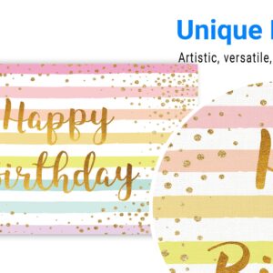 Funnytree Colorful Happy Birthday Backdrop Rainbow Stripes Bday Kid Girl Baby Shower Party Banner Decoration Supplies Favors Gifts Table Photography Background Photobooth Prop