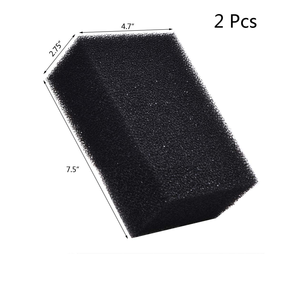 Hipanda Filter Foam Sponges, Bio Sponge Filter Media Pad, Cut-to-Size Foam for Aquarium Fish Tank (7.5" x 4.7" x 2.75" (2pcs))