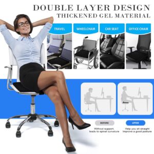 Gel Seat Cushion, Cooling seat Cushion Thick Big Breathable Honeycomb Design Absorbs Pressure Points Seat Cushion with Non-Slip Cover Gel Cushion for Office Chair Home Car seat Cushion for Wheelchair