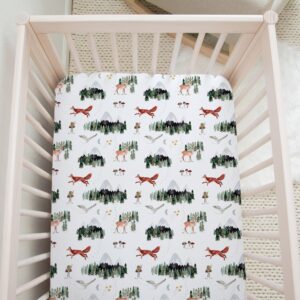 Sorrel + Fern 2-Pack Crib Sheets for Standard Crib Matress (Woodland Forest Animals) - Premium Fitted Sheets - Buttery Soft Cotton Blend