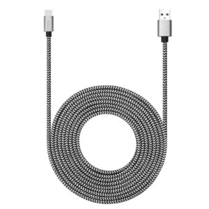 rofi usb type c cable 15ft with 3a fast charging, ultra long and extremely durable nylon braided usb c charger cord for galaxy s10/s9/s8/google pixel/lg/oneplus/moto and more (white)