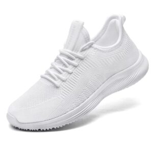 lamincoa womens slip on walking shoes non slip casual road running lightweight mesh fashion sneakers for gym travel workout white