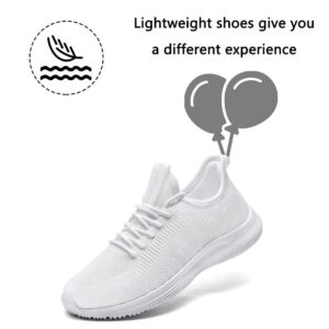 Lamincoa Womens Slip On Walking Shoes Non Slip Casual Road Running Lightweight Mesh Fashion Sneakers for Gym Travel Workout White