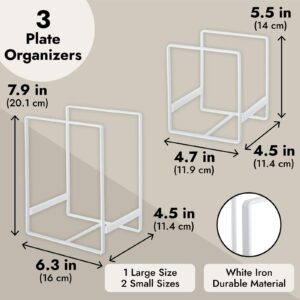 Juvale 3 Piece Plate Organizer for Kitchen Cabinet, Shelf, 2 Sizes for Pots, Pans, Cutting Boards (White)