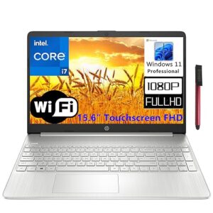 hp 15.6 inch touchscreen fhd business laptop computer, intel core i7-1165g7 up to 4.7ghz, 4gb ddr4 ram, 512gb pcie ssd, 802.11ac wifi, bluetooth, windows 10 pro s, broag 64gb flash stylus