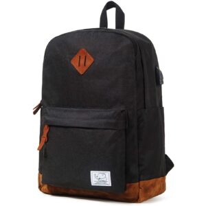 lacattura college backpack, lightweight laptop book bag, black