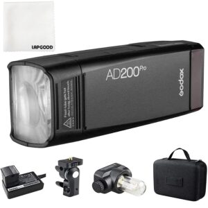 godox ad200 pro ad200pro 200ws pocket flash light, 2.4g 1/8000s hss, strobe speedlite monolight,0.01-1.8s recycling compatible with canon nikon sony fuji olympus panasonic pentax camera