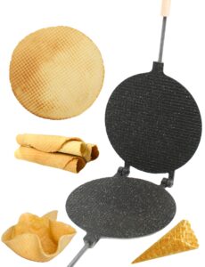 petristor waffle maker round has nonstick coating size 8 in - waffle cone maker - krumkake iron - wafer maker - waffle cone maker machine - stroopwafel maker - ice cream cone maker