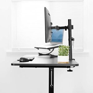 VIVO Height Adjustable 55 x 24 inch Standing Desk, Hand Crank Sit Stand Home Office Workstation with Frame and Solid One-Piece Table Top, Black, DESK-M55TB