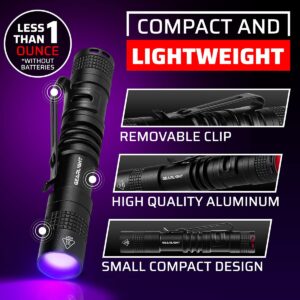 GearLight Black Light UV Flashlight S50 [2 Pack] - 365 nm Mini Blacklight Ultraviolet Pen Flashlights for ID Check, Leak AC Detection, Resin Curing - Pet Urine, Scorpion, Stain Handheld Detector