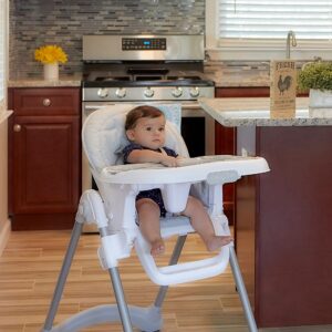 Dream On Me Solid Times High Chair for Babies and Toddlers in Grey, Multiple Recline and Height Positions, Lightweight Portable Baby High Chair, 5 point Safety Harness, Easy to Clean Surface
