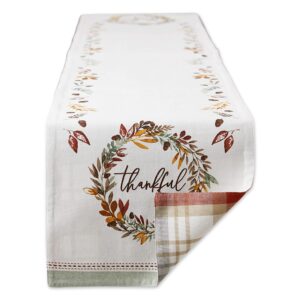 dii thankful autumn collection fall tabletop decoration, reversible table runner, 14x108, fall's bounty