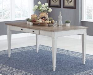 signature design by ashley skempton farmhouse rectangular dining room table with storage, white & light brown