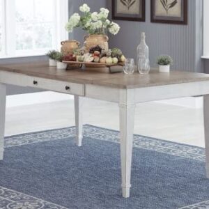 Signature Design by Ashley Skempton Farmhouse Rectangular Dining Room Table with Storage, White & Light Brown