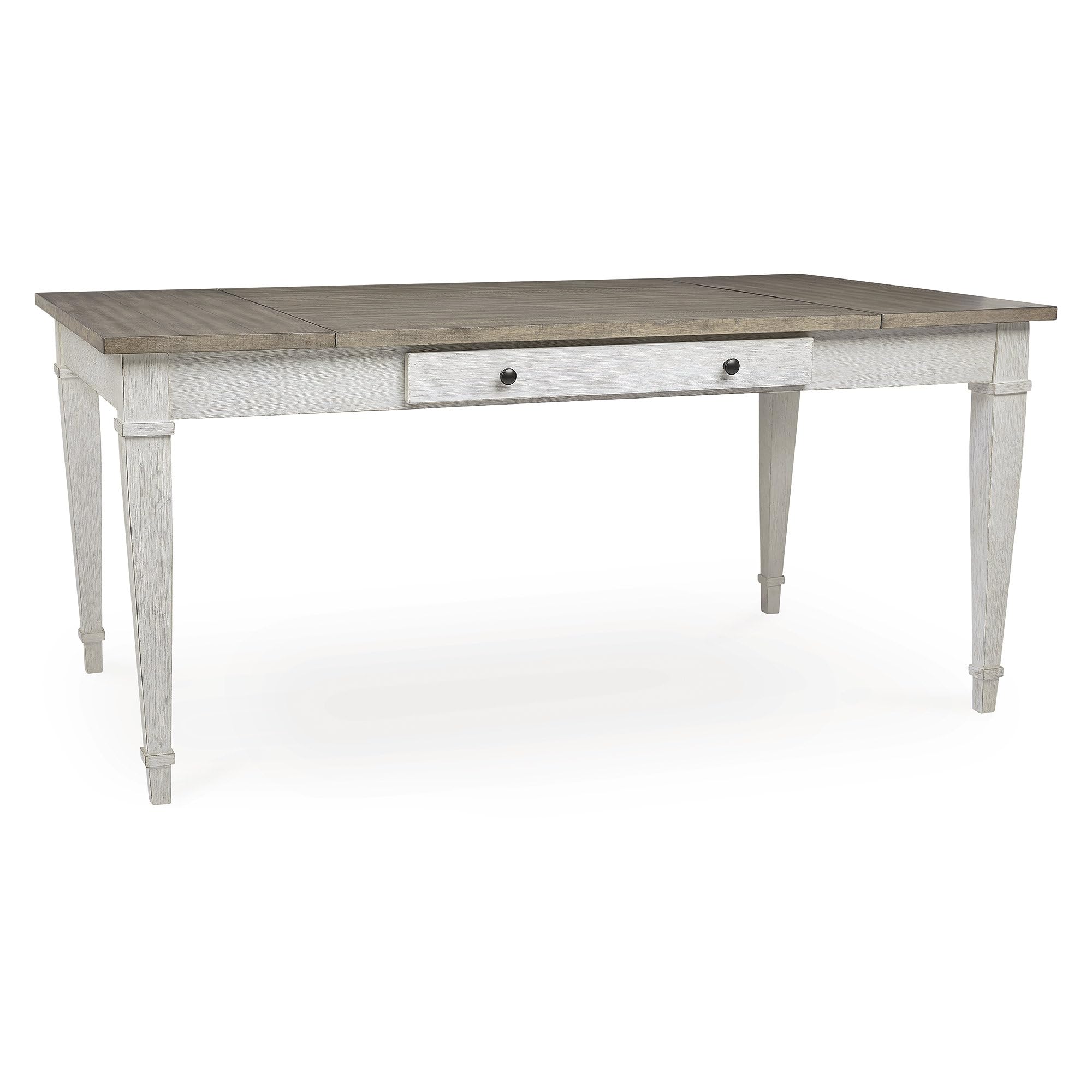 Signature Design by Ashley Skempton Farmhouse Rectangular Dining Room Table with Storage, White & Light Brown