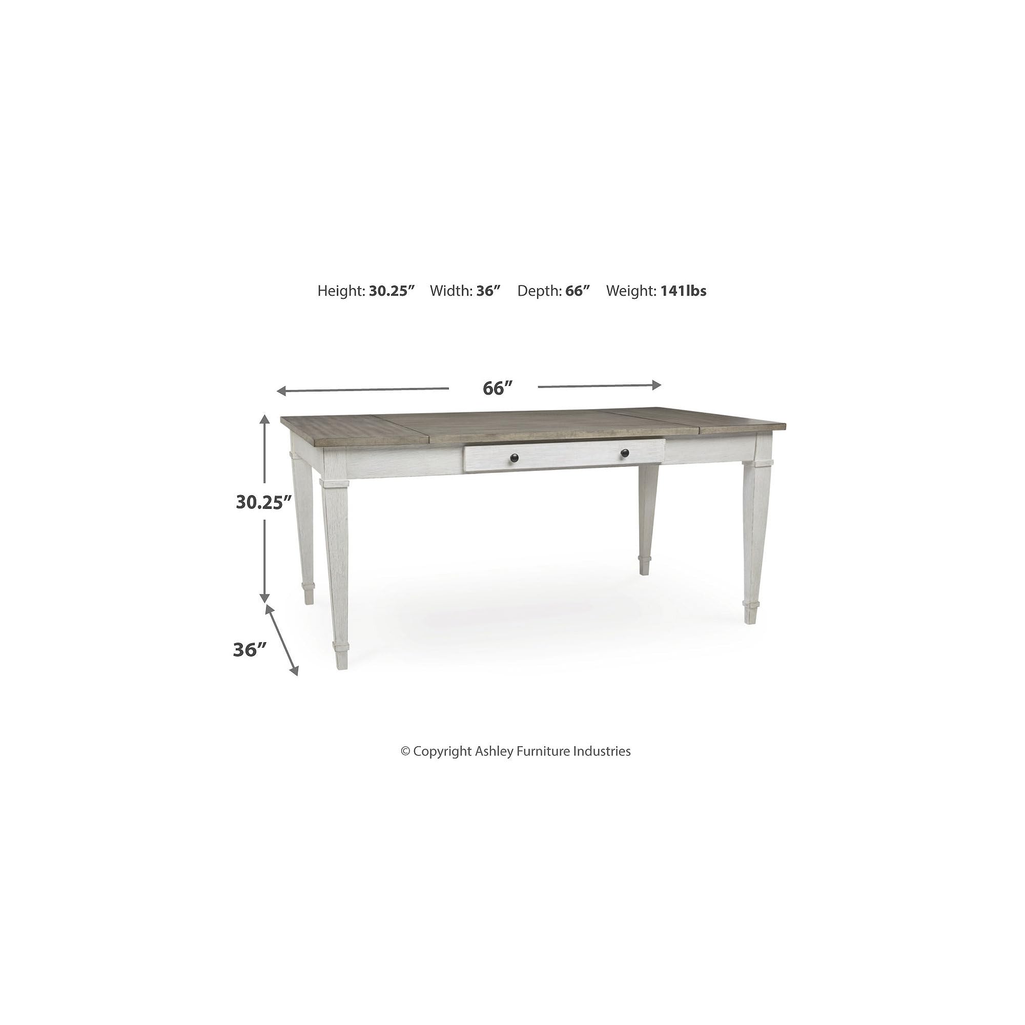 Signature Design by Ashley Skempton Farmhouse Rectangular Dining Room Table with Storage, White & Light Brown