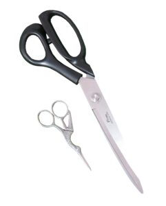 heavy-duty extra long large home/office utility scissors, 12-inch upholstery tailor shears, 4.5-inch crane embroidery sewing crafting scissors, stainless steel all purpose sissors 2pack