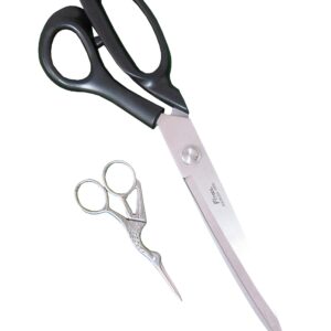 Heavy-Duty Extra Long Large Home/Office Utility Scissors, 12-Inch Upholstery Tailor Shears, 4.5-Inch Crane Embroidery Sewing Crafting Scissors, Stainless Steel All Purpose Sissors 2Pack