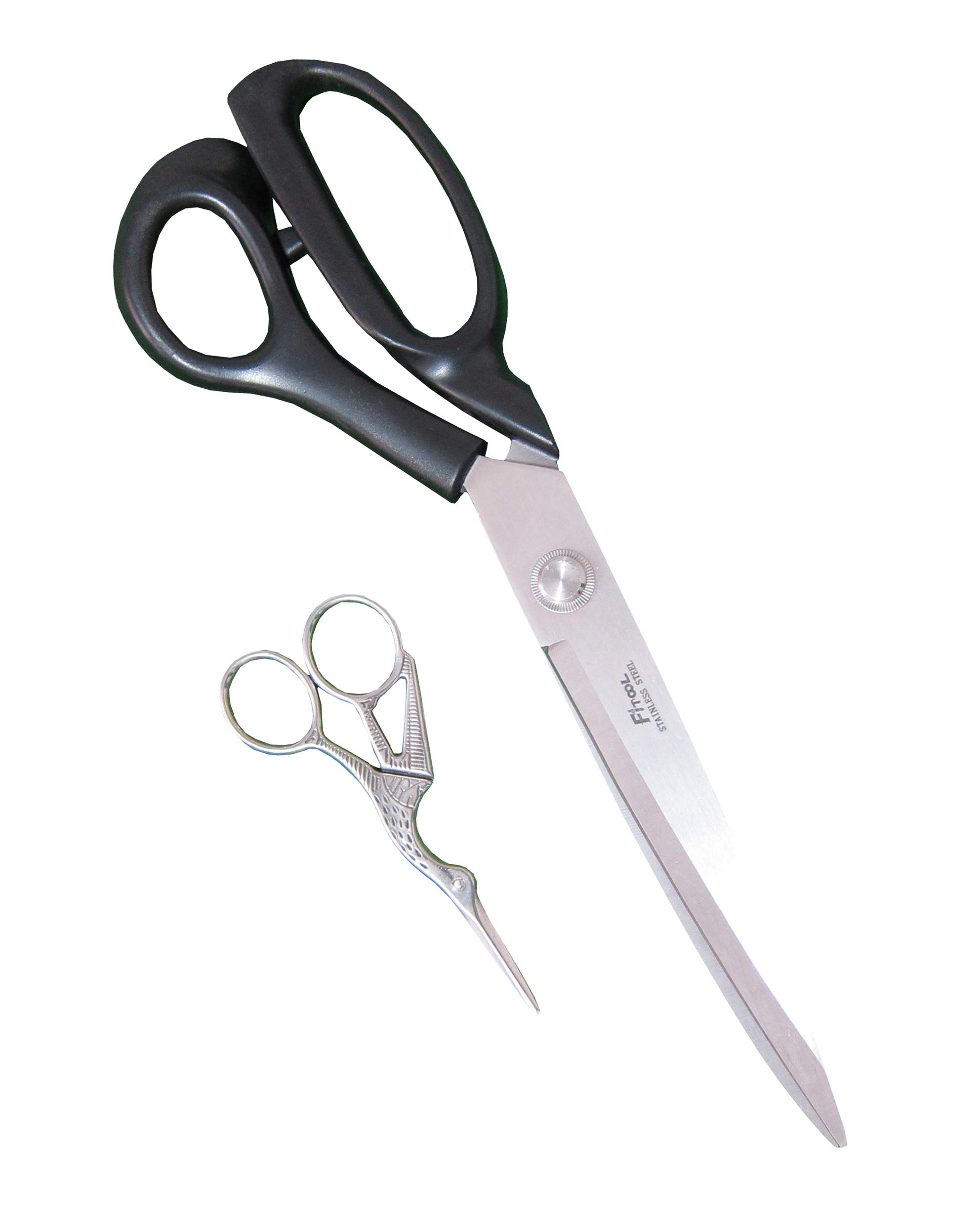 Heavy-Duty Extra Long Large Home/Office Utility Scissors, 12-Inch Upholstery Tailor Shears, 4.5-Inch Crane Embroidery Sewing Crafting Scissors, Stainless Steel All Purpose Sissors 2Pack