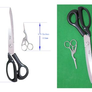 Heavy-Duty Extra Long Large Home/Office Utility Scissors, 12-Inch Upholstery Tailor Shears, 4.5-Inch Crane Embroidery Sewing Crafting Scissors, Stainless Steel All Purpose Sissors 2Pack