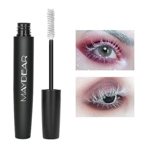 maydear white mascara for eyelashes, waterproof colored mascara long lasting smudgeproof color mascara for women fast dry lengthening eye makeup party stage use