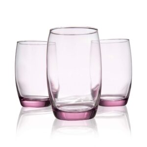 burns glass colored drinking glasses set of 4-13 oz clear stemless water wine glasses with colored bottom, italian-style multi-purpose glassware, her/him wedding birthday christmas gifts, lavender