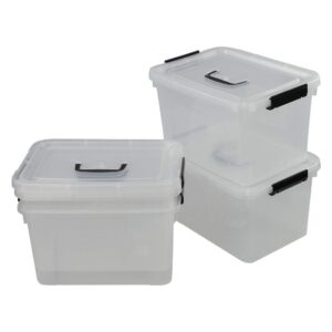 nicesh 10 l plastic plastic storage box, clear latch box with handle, set of 4
