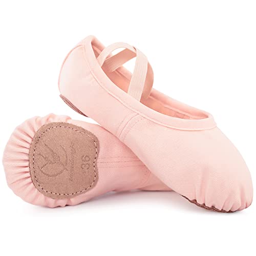 Ballet Shoes for Women Girls, Ballet Slipper Dance Shoes Stretch Canvas for Toddler Kids Adults (Pink, 6.5)…