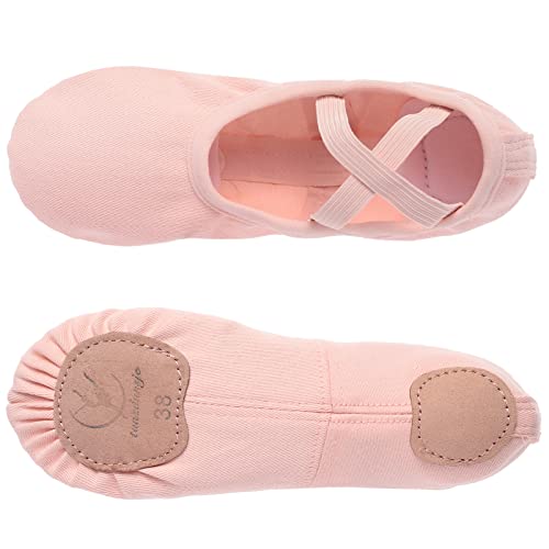 Ballet Shoes for Women Girls, Ballet Slipper Dance Shoes Stretch Canvas for Toddler Kids Adults (Pink, 6.5)…