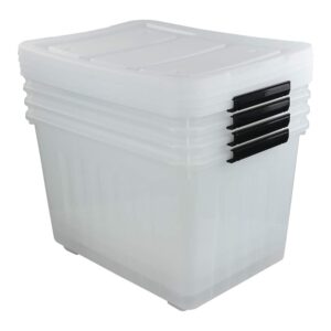 farmoon 70 quart clear storage bin with wheels, large plastic stackable cotainer box with lid, 4 packs