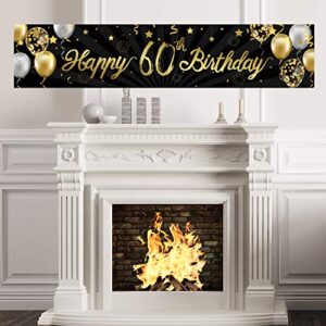 happy 60th birthday banner sign gold glitter 60 years birthday party decorations supplies anniversary celebration backdrop