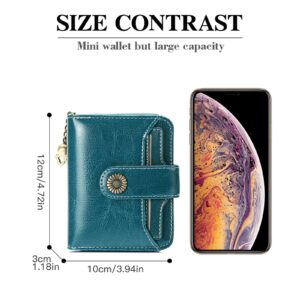 GOIACII Wallet for Women Leather Small RFID Blocking Bifold Zipper Pocket Card Holder with ID Window