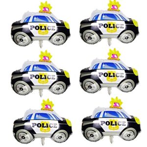 6pcs police car foil balloon suitable for police themed party supplies decoration wedding birthday party decoration supplies.（29 inch ）