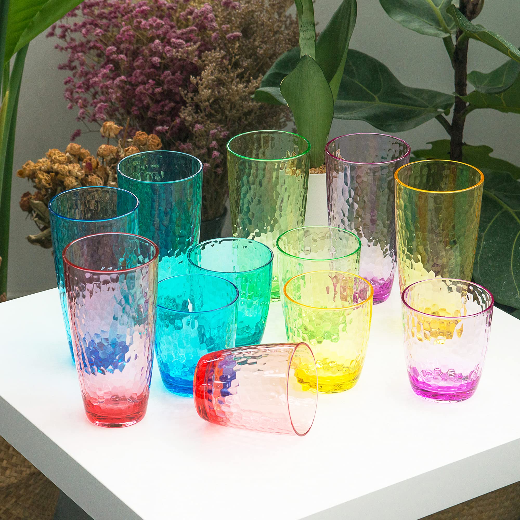 KOXIN-KARLU Hammered 26-ounce Plastic Tumbler Acrylic Glasses, set of 6 Multicolor