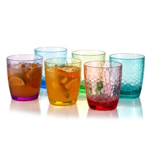 koxin-karlu hammered 15-ounce plastic tumbler acrylic glasses, set of 6 multicolor