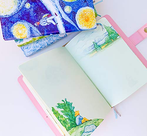 Van Gogh Notebook with Undated Calendar for 12 months, Kawaii Planner, Cute Notebook, Colorful Journals for Women, Premium Quality Paper, A5