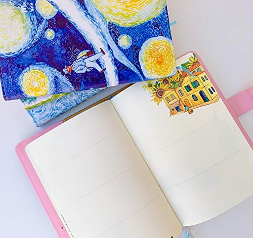 Van Gogh Notebook with Undated Calendar for 12 months, Kawaii Planner, Cute Notebook, Colorful Journals for Women, Premium Quality Paper, A5