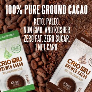 Crio Bru Brewed Cacao Double Chocolate Light Roast - Coffee Alternative Natural Healthy Drink | 100% Pure Ground Cacao Beans | 99.99% Caffeine Free, Keto, Low Carb, Paleo, Non-GMO (10 Ounce (Pack of 1))