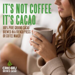 Crio Bru Brewed Cacao Double Chocolate Light Roast - Coffee Alternative Natural Healthy Drink | 100% Pure Ground Cacao Beans | 99.99% Caffeine Free, Keto, Low Carb, Paleo, Non-GMO (10 Ounce (Pack of 1))