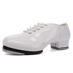 HROYL Women & Men Tap Shoes Unisex Tap Dance Shoes Women Girls Tap Shoes for Jazz Tap Shoes,CL2-White-3.5,US6.5