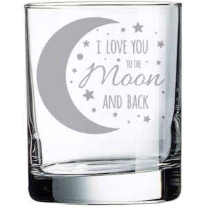 alankathy mugs i love you to the moon and back message quote wine glass (10 oz whiskey rock glass)